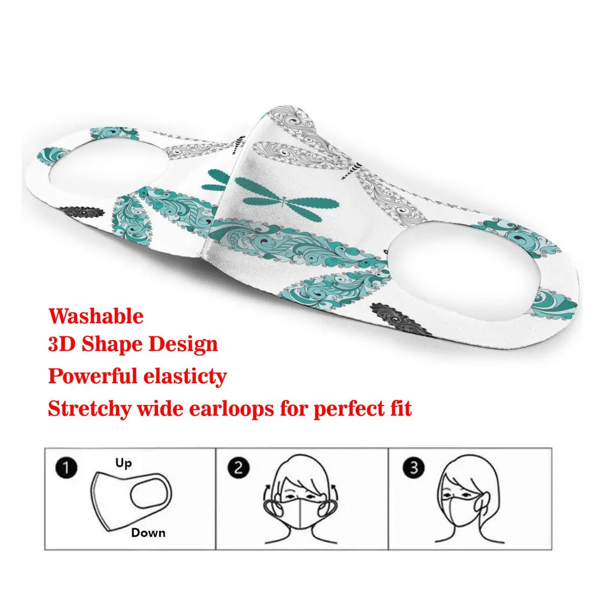 

Mouth Mask Dragonfly With Big Wings Ornamental Dust Face Masks Cover Washable & Reusable for Adult Student Kids