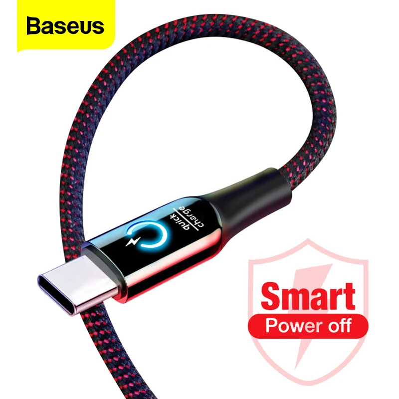 

Baseus 3A Smart Power Off USB Type C Cable Quick Charger Type-c Cable For Samsung S10 Fast Charging USB-C USBC Cable For Xiaomi