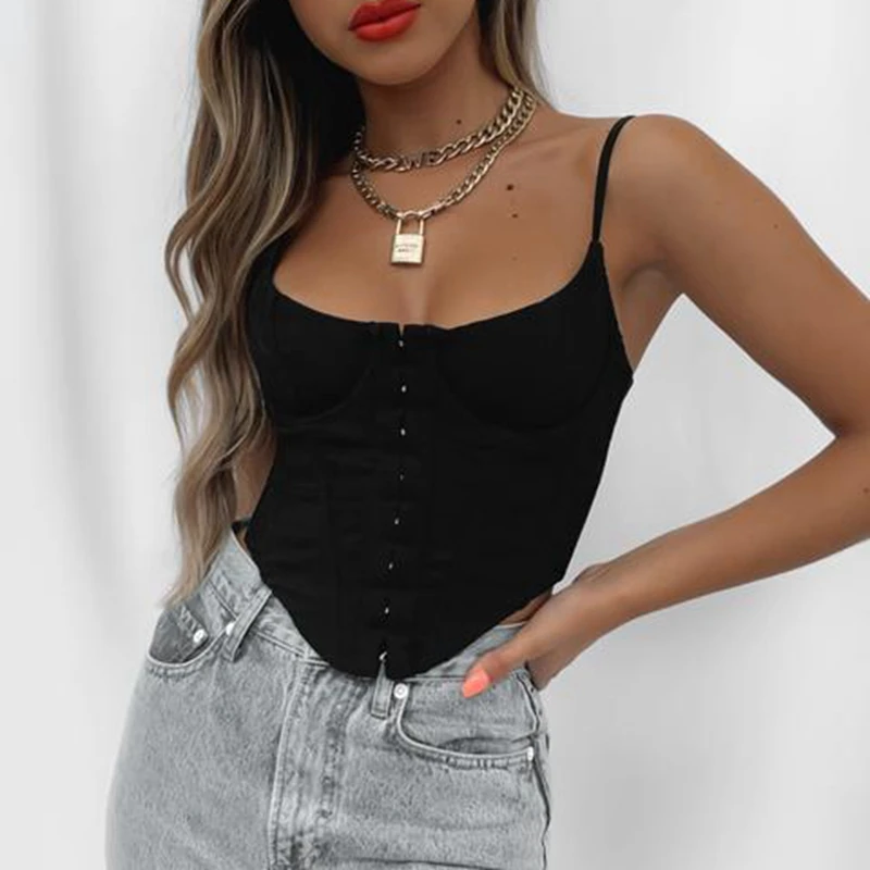 Женский укороченный топ-бюстье Y2K летний однотонный топ с открытой спиной без