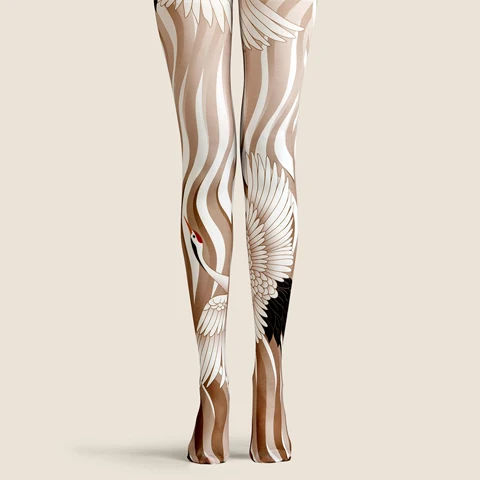 VP уникальные Чулки Колготки с рисунком крылатого журавля высококачественные