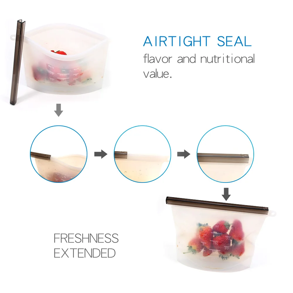 1500 мл и 1000 многоразовые силиконовые пакеты для хранения продуктов | Лучшие