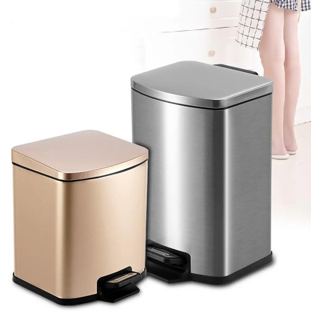 

Stainless Steel Quiet Kitchen Trash Can Garbage Bin Waste Rubbish Organizer Toilet Bathroom Accessories Container