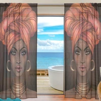 african american women window sheer curtains digital printed voile tulle curtain polyester fiber drapes for living room bedroom