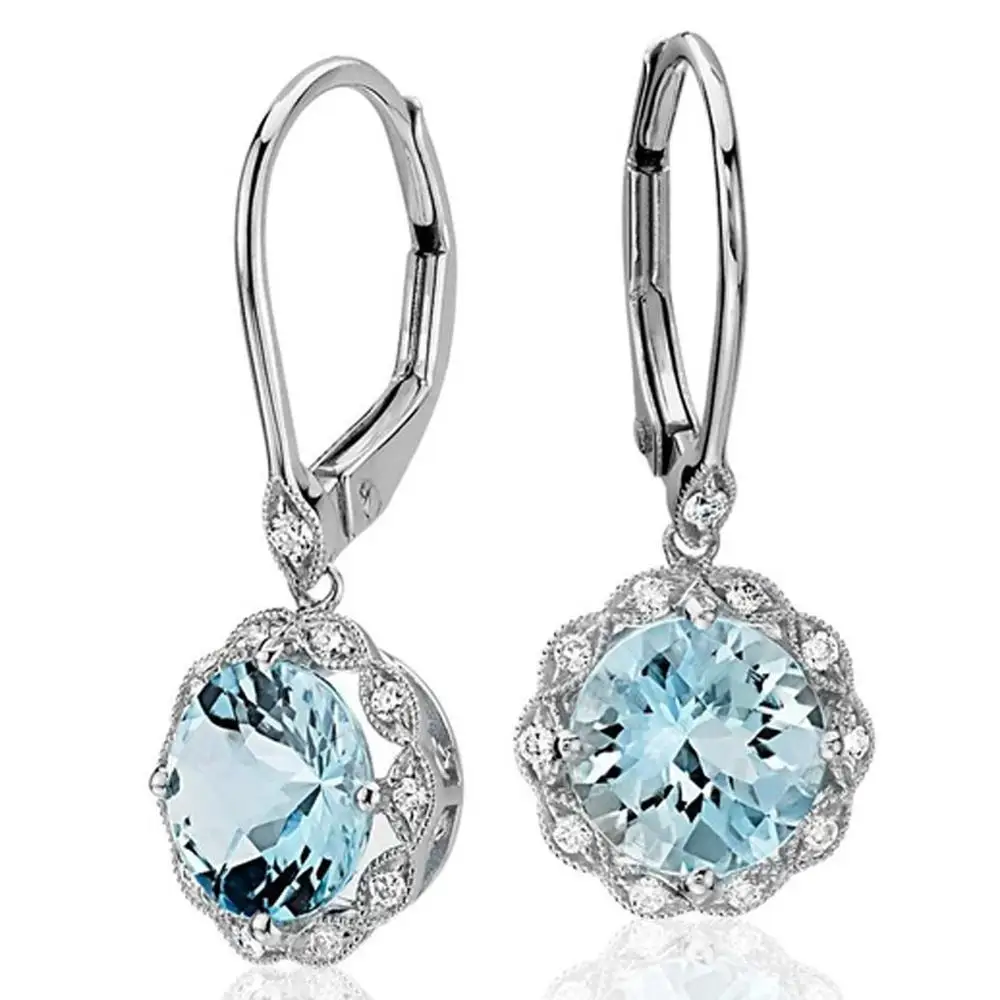 

Classical Exquisite Silver Color Drop Earring for Women Dazzling Blue Crystal for Women Wedding Anniversary Party Gifts Jewelry