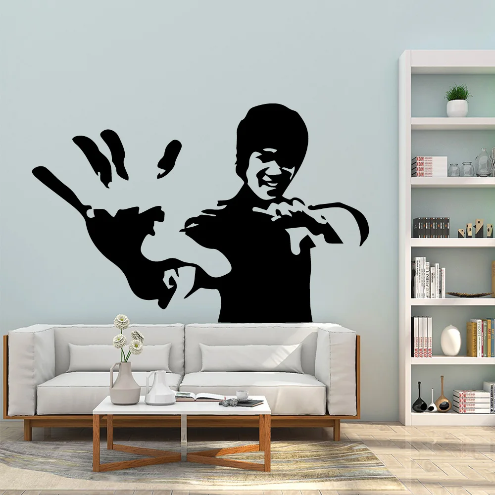 Мультфильм Брюс Ли виниловые кухонные настенные наклейки обои для холодильника