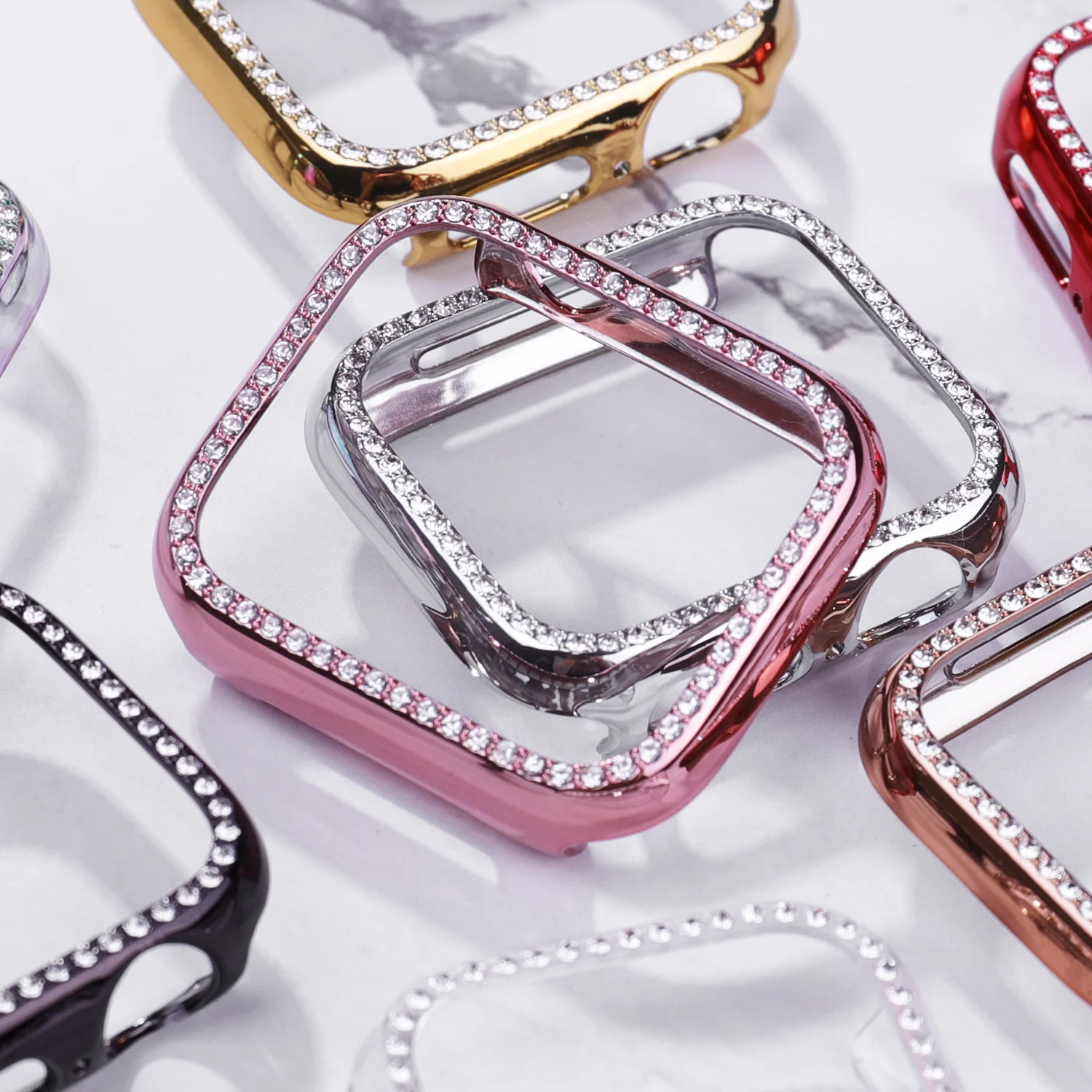 

Diamond Bumper Protective Case for Apple Watch Cover Series 6 SE 54321 38MM 42MM For Iwatch 40mm 44mm Smart Bracelet Accessories