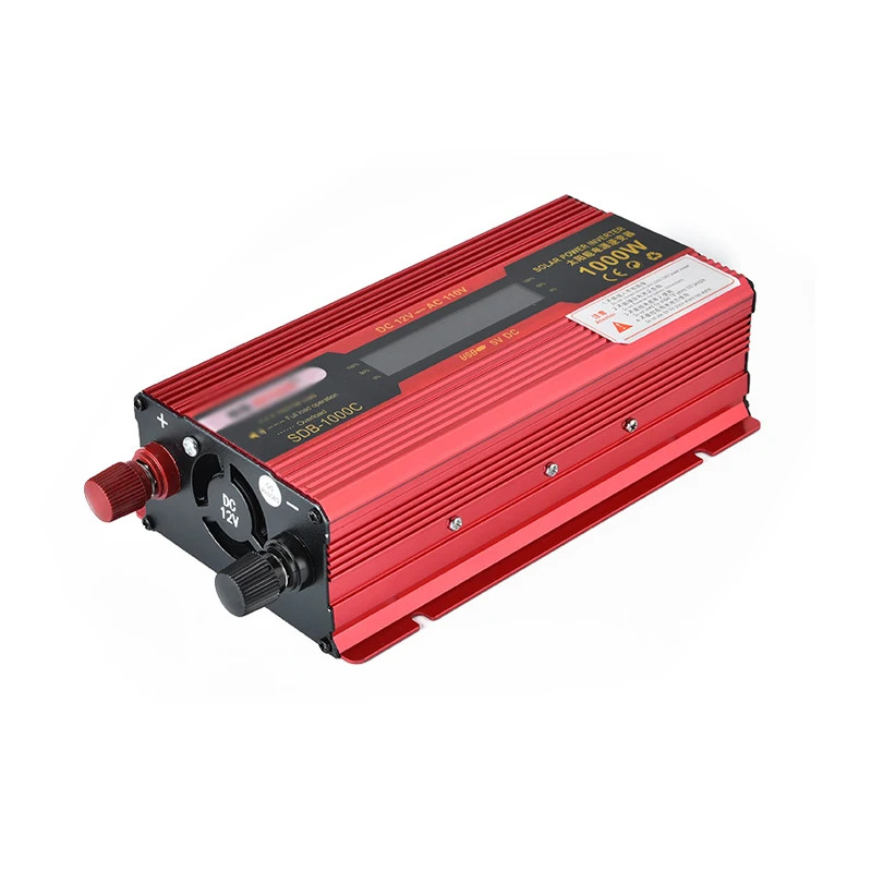 

Car Inverter DC12V 50Hz Red Power Converter Inverter With Display Screen With USB Port Cooling Fan System