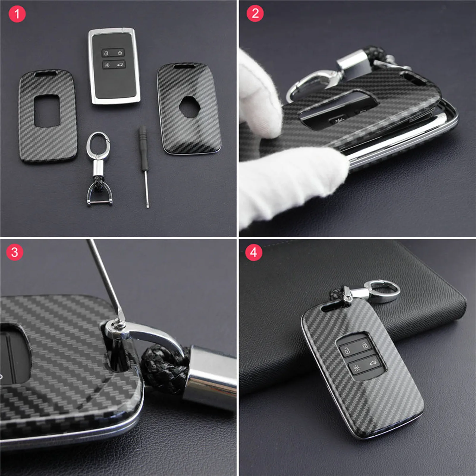 

Car Key Case Fob Bag Holder ABS Hard Shell Cover Parts Fit For Renault Koleos 2017-2019 Kadjar Megane Car Key Accessories