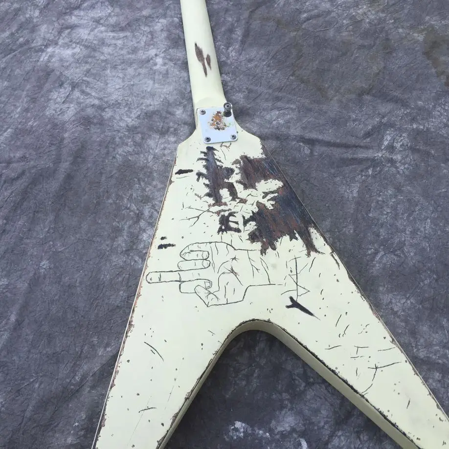 Электрическая гитара особой формы V-образной старая модель лошадиный мост LP