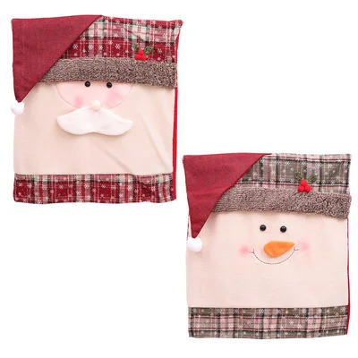 

Christmas Chair Cover Santa Claus Snowman Chair Back Cover Christmas Dinner Table star hotel Decor Holiday Party Xmas Ornament