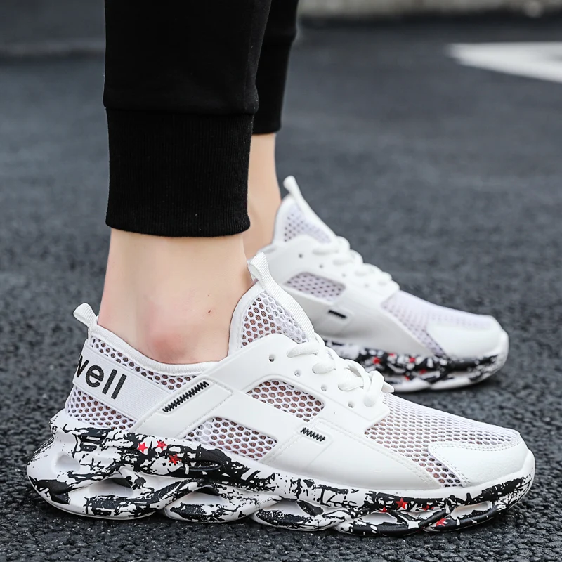 

Кроссовки мужские сетчатые, модная повседневная обувь для тренировок, на шнуровке, летние