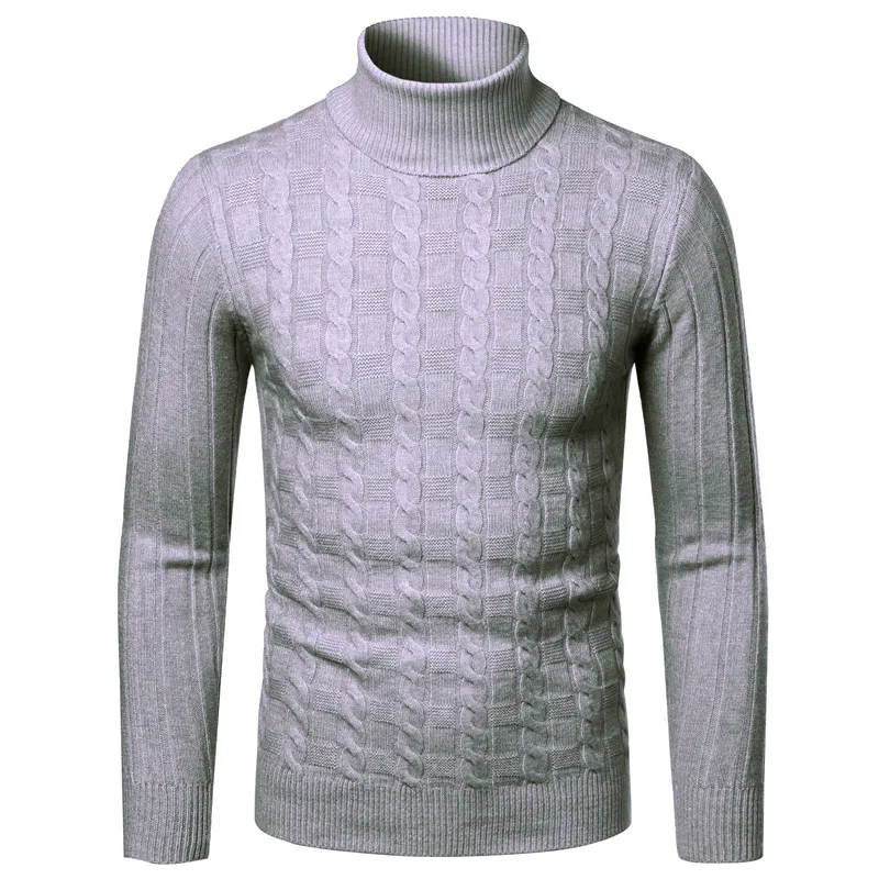 

Men's Turtleneck Cotton Pullover Autumn Winter Warm Solid Comfortable Slim Fit Long Sleeve Clothes Knitted Casual Male Sweater