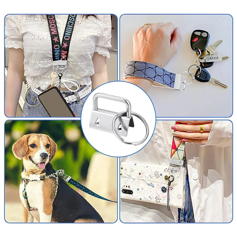 

40Pcs DIY Fabric Hardware Key Chain Fob Wristlet Hardware with Key Ring for Lanyard Luggage Strap Accessories