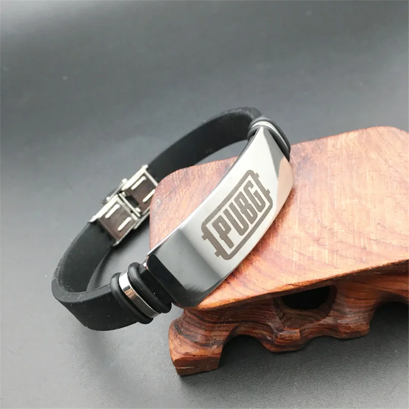 

Game PUBG Cosplay Stainless Steel Bracelets Adjustable Silicone ID Bracelets of Man Boy Jewelry
