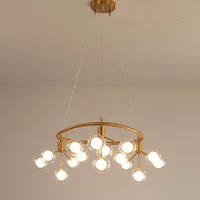 firefly  Modern creative  LED Chandelier  Living Room Restaurant Transparent Glass Ball  Indoor Deco Gold Hanging Lamp