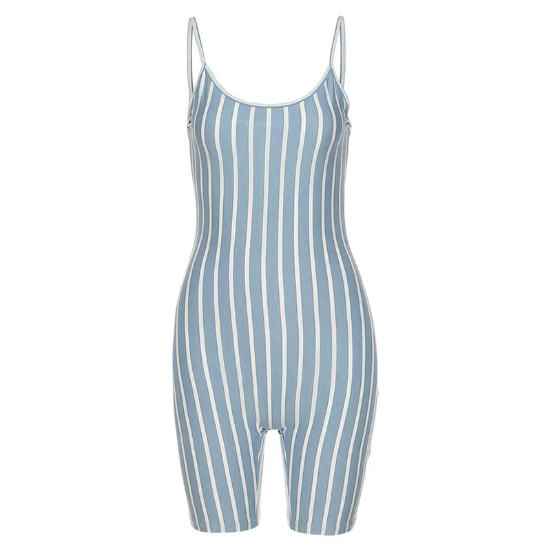 

Striped Graphics Bodycon Playsuits 2020 Women Summer Slim Active Wear Casual Streetwear Femme Short Sling Jumpsuit New