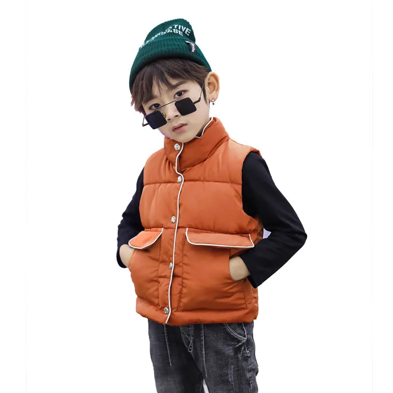 Жилет детский с воротником стойкой однотонная куртка без рукавов зимний жилет