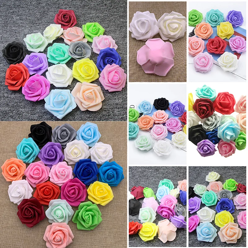 

50PCS 7cm PE Artificial Flowers Simulation Roses Multiple Colour Bubble Foam Roses Home Wedding Party Gift Supplies