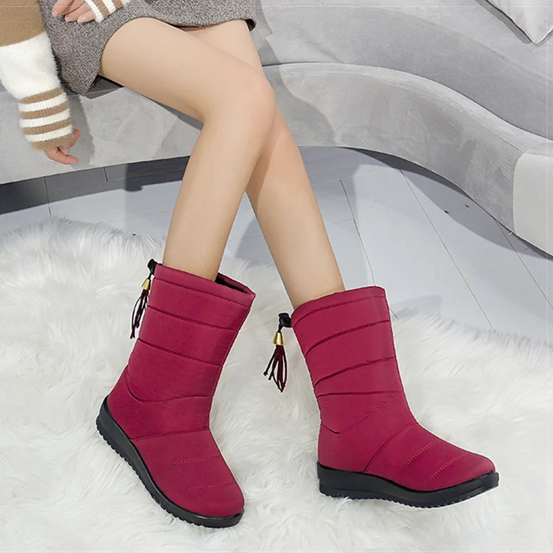 Женские сапоги до середины икры зимняя обувь на низком каблуке женские зимние