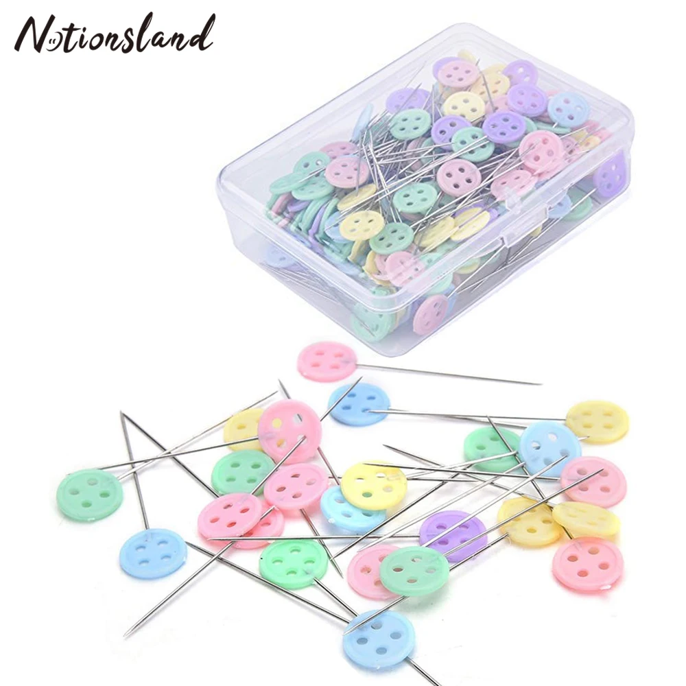 

100pcs/Box Button Head Patchwork Straight Pins Dressmaking Positioning Pins DIY Crafts Apparel Sewing Pins