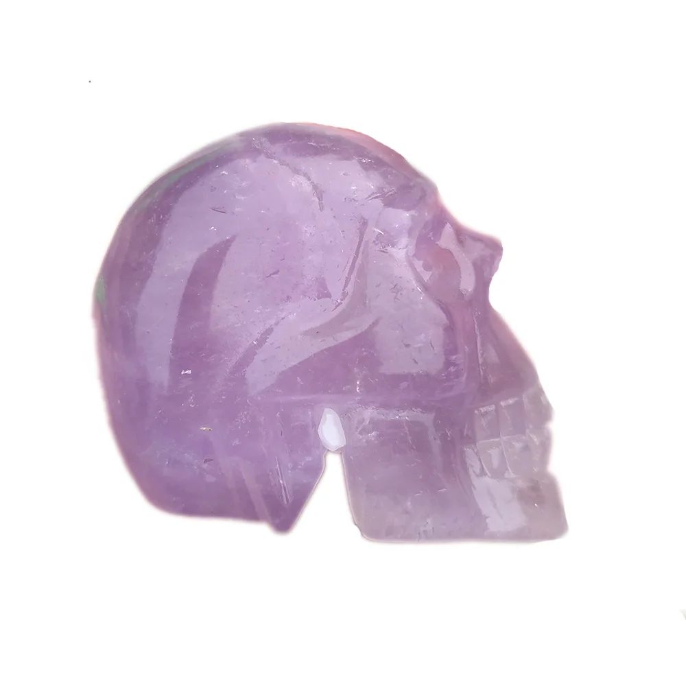 Buy Handmade Natural Amethyst Stone Skull Figurine Crystal Carved Statue Realistic Feng Shui Healing Home Ornament Art Collectible on