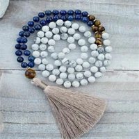 6mm lazuli howlite tigereye gemstone beads necklace thanksgiving day taseel emotional relief buddhism gift practice souvenir