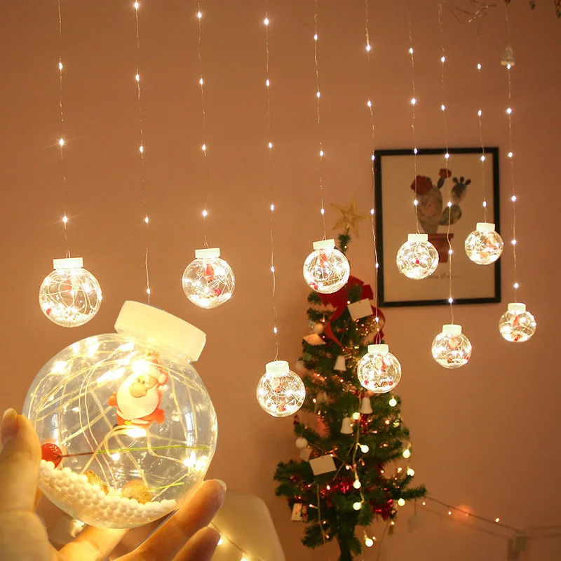 

2.5m String Lights LED Copper Wire Snowman Tree Curtain Lamp Fairy Lighting For Outdoor Wedding Christmas Decoration Garland