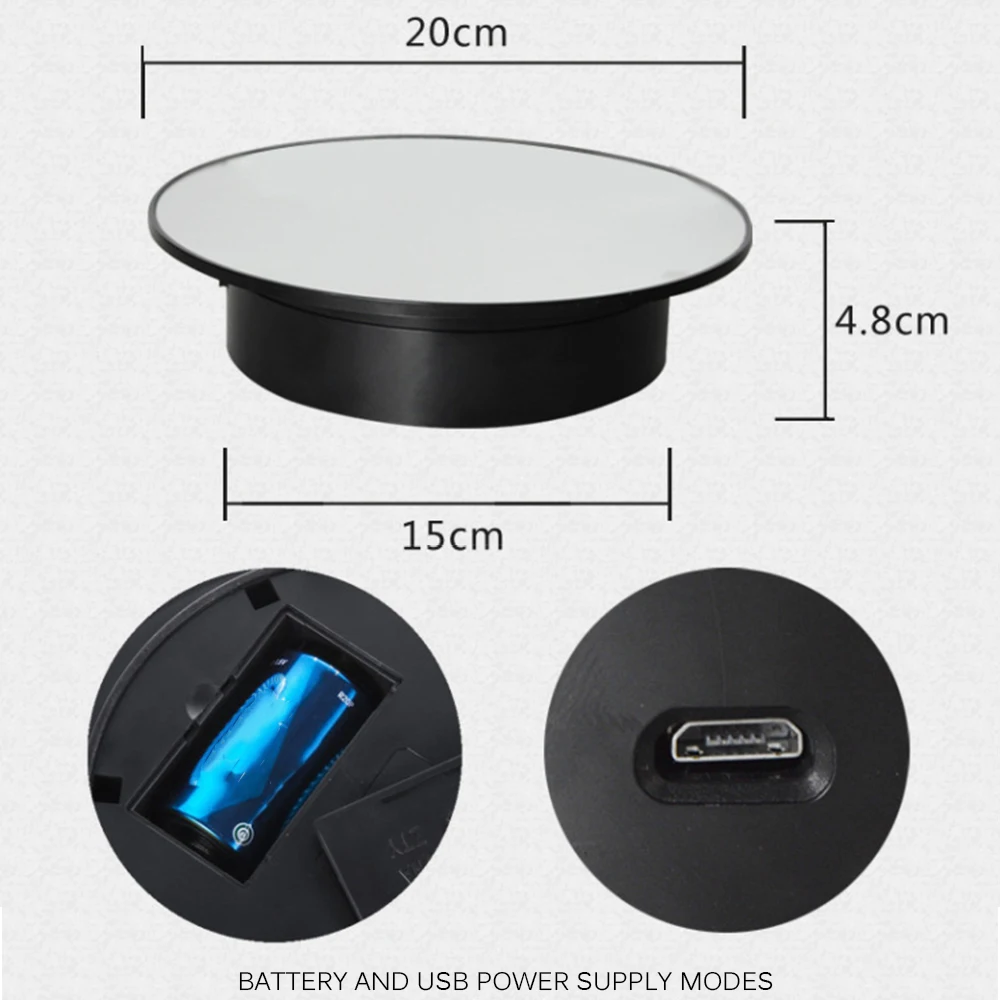 

Photography Electric Rotating Turntable 360 Degree Mirror Rotary Platform Auto Rotating Angle Speed Adjustment Jewelry Holder