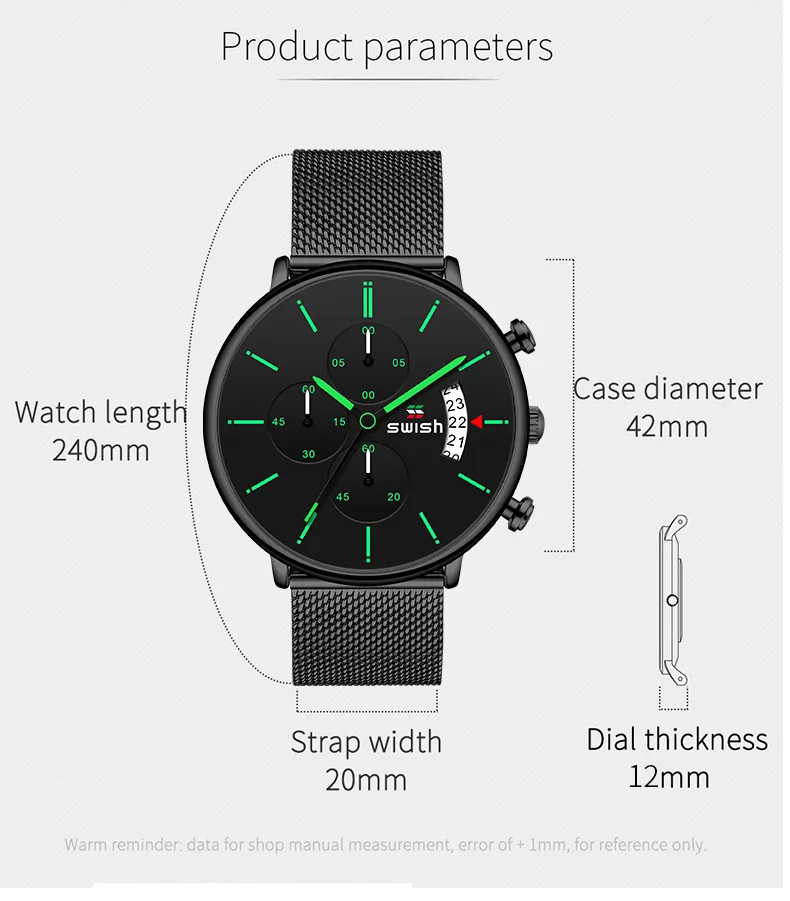 Шикарные модные с хронографом мужские часы из нержавеющей стали