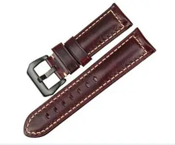 wine red with black Ремешок для часов из натуральной кожи 22 мм 24 мм 26 мм модные синие аксессуары для часов Ремешок для часов Panerai - Цвет ремешка: wine red with black