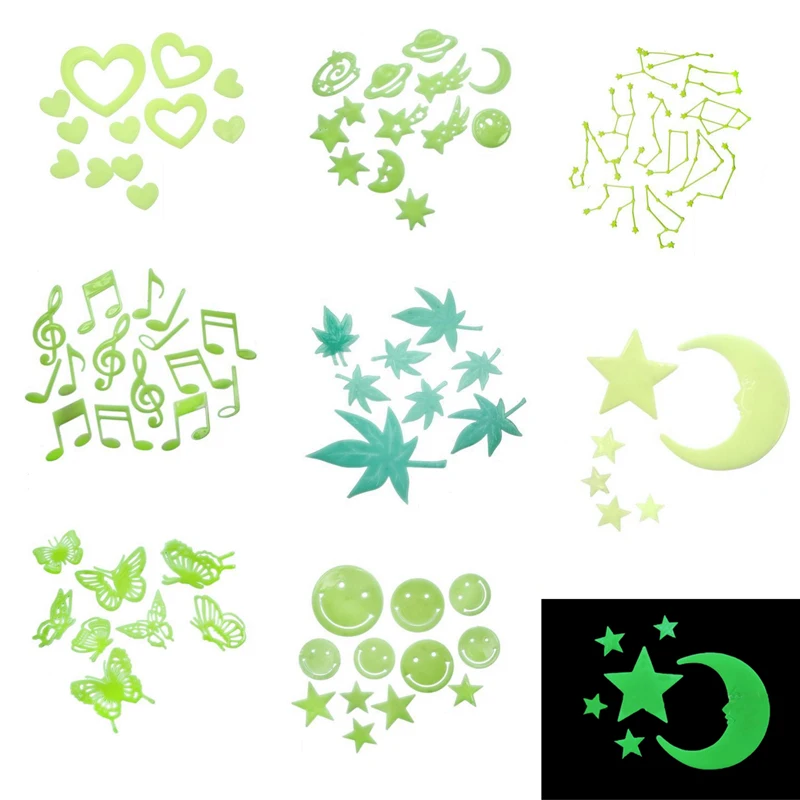 1 Набор красочных светящихся наклеек светится в темноте стикер на стену s