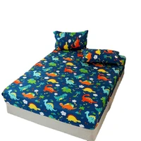 3 pc bed sheet sets singledoublequeen size sabanas de cama dinosaur cartoon style sheets on an elastic band for kids