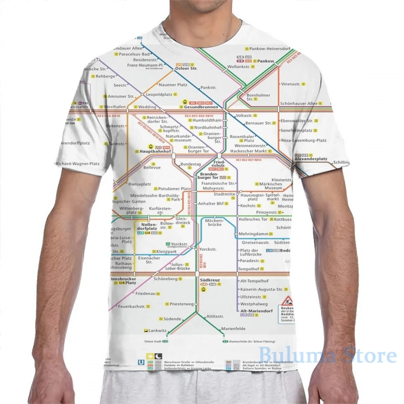 Футболка для мужчин и женщин модная рубашка с принтом карты Берлина т. Д. коротким