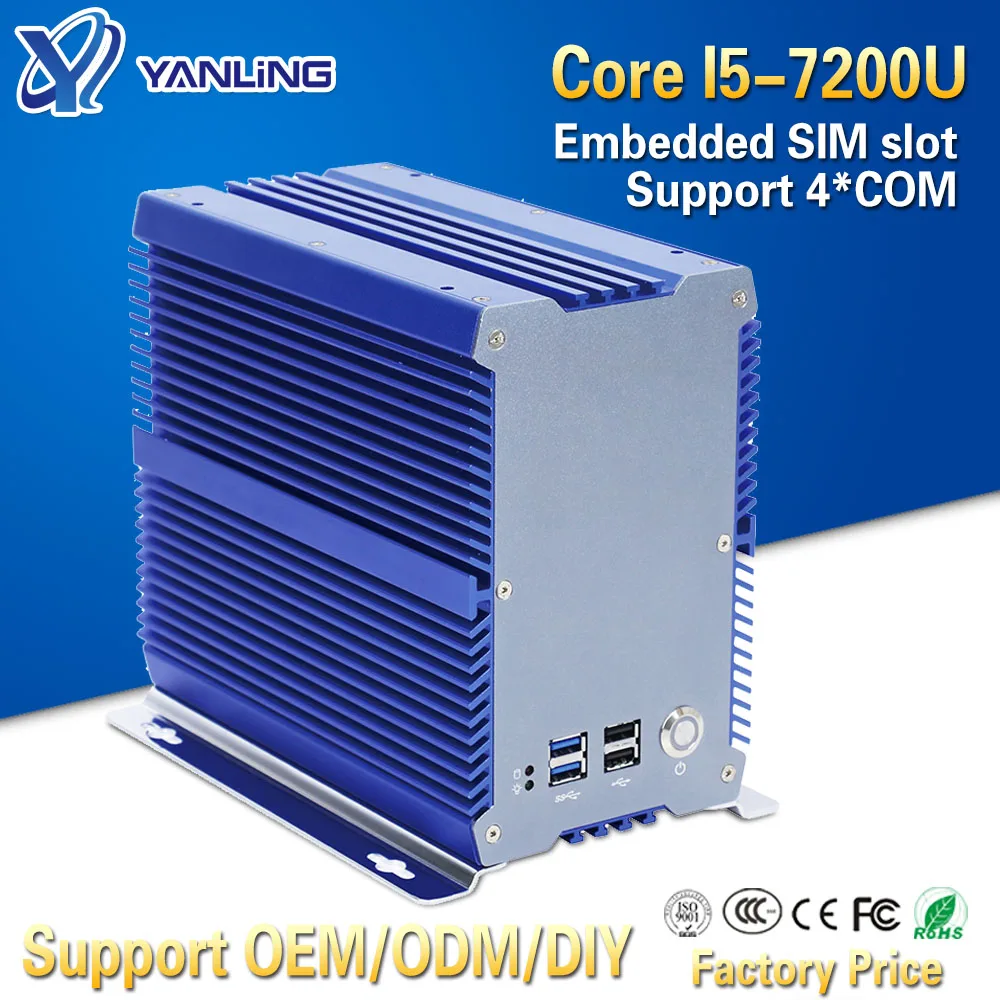 Yanling высококачественный Мини промышленный ПК Intel kaby lake core i5 7200u DDR4 ram dual lan nvidia