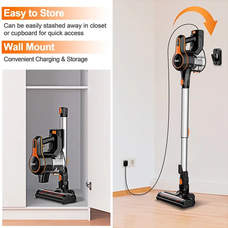 Беспроводной пылесос INSE S600 Мощное всасывание 23 кПа максимальное время работы 45