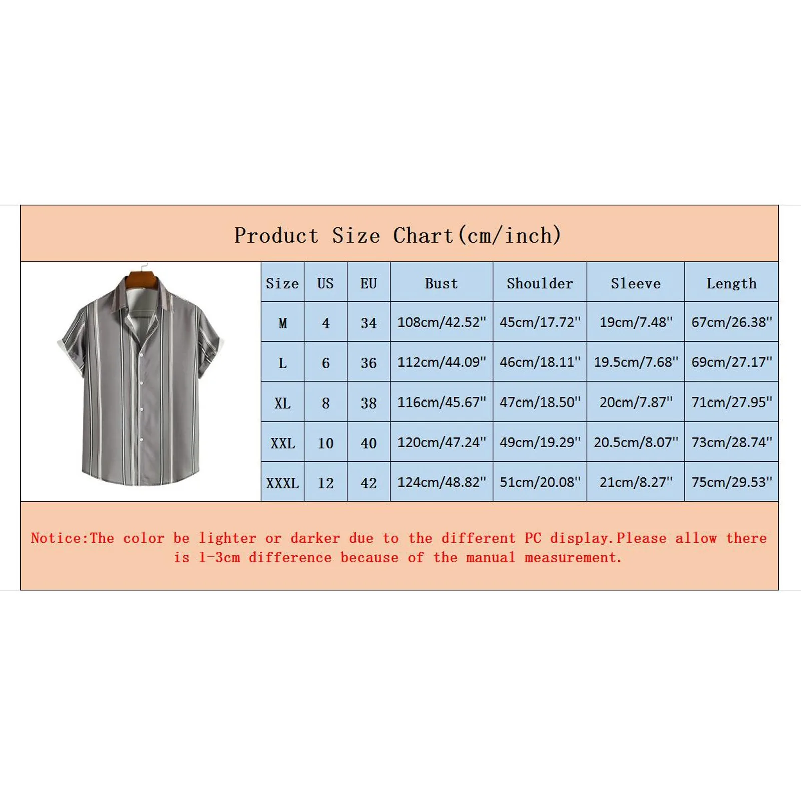 

Shirts For Men's Printed Casual Plus Size Striped Short Sleeved Shirt Top Harajuku Polo-Shirts