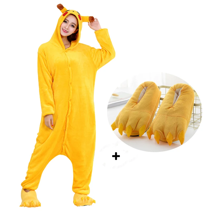 Кигуруми пижамы покемон Комбинезоны для взрослых сна цельные женщин Фланелевые