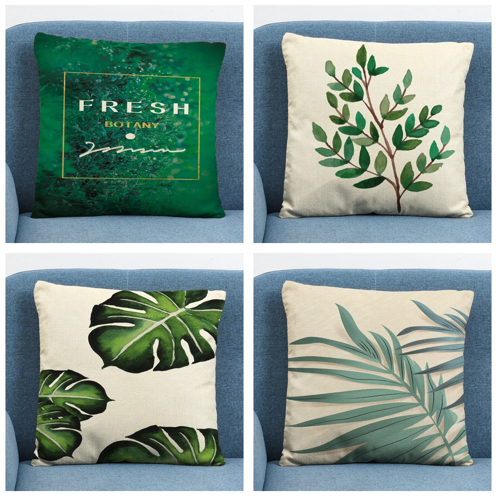 

Flower Simple Nordic Wind Plant 45X45cm Geometric Linen Cushion Cover Pillow Case for Home Sofa Car Decor Pillowcase