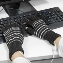 1 пара USB перчатки с подогревом полосатые вязаные рукавицы теплые руки зимние теплые для рук унисекс женские и мужские