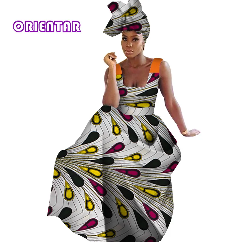 Африканские платья для женщин Африканский принт длинное платье Дашики с шарфом