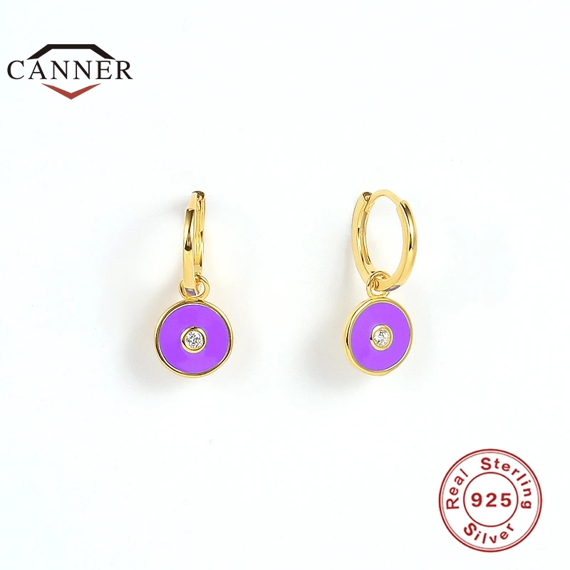 

CANNER Pendients Plata Silver 925 Colorful Dripping Fashion Hoop Earrings for Women Piercing Huggie Round Earring Jewelry Gift