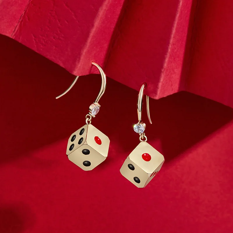 

Chinese Style The New Listing Personalized Lucky Dice Ear Hook Gift Temperament Female Earrings Time Limited