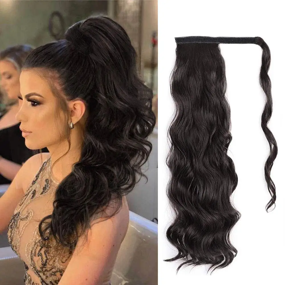 

Ponytail Body Wave Human Hair Clip in For Women Brazilian Wavy Full Density Wrap Around Ponytails Extensions 120g