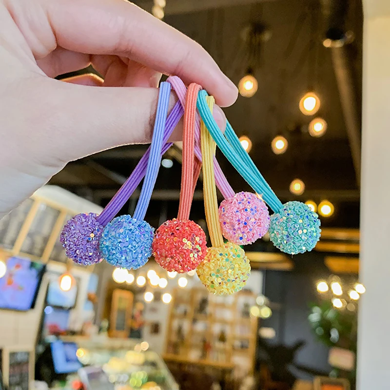 

2PCS Cute Color Ball Princess Headwear Kids Elastic Hair Bands Children Tie Ropes Girls Accessories Headdress