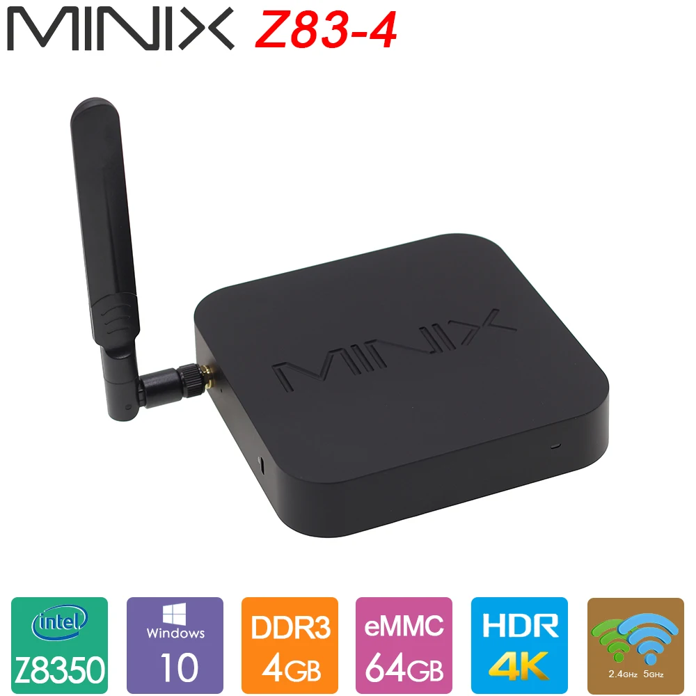 

MINIX NEO Z83-4 MINI PC Windows10 Intel X5-Z8350 64bit 4GB DDR3 64GB eMMC 5.1 Dual-Band WIFI Official Cherry Fanless Atom TV Box