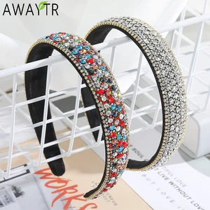 Женский обруч для волос AWAYTR, повязка на голову с кристаллами, роскошная повязка на голову, аксессуар для волос