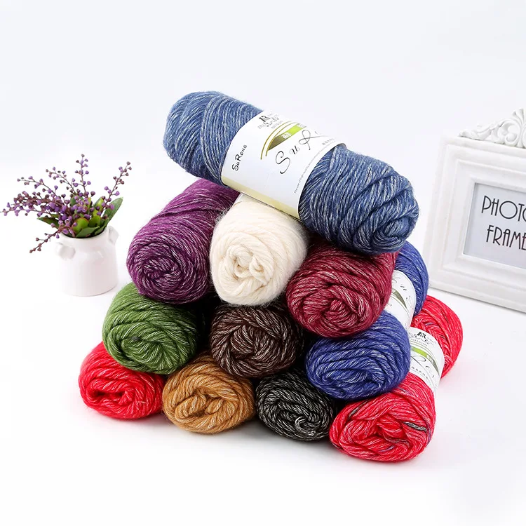 4 шарика = 400 г натуральная мягкая длинная стеганая хлопковая пряжа ручное вязание