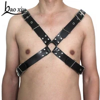 male vintage gothic leather corset belt sexy chest straps shoulders rave costume suspenders men body harness female wide belt