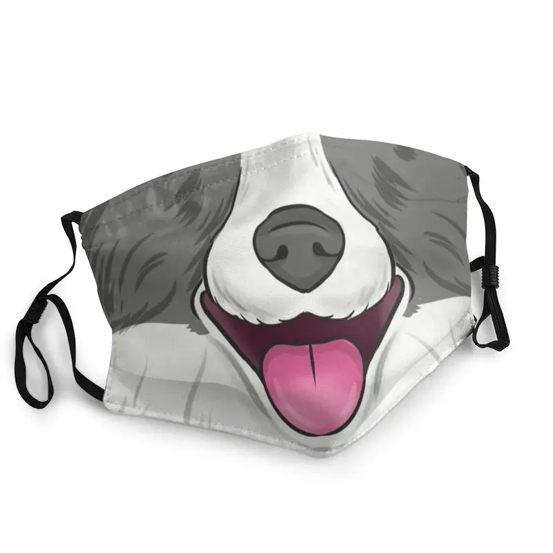 

Smiling Border Collie Mouth Mask Anti Haze Dustproof Washable Animal Dog Face Mask Protection Cover Men Respirator Mouth-Muffle