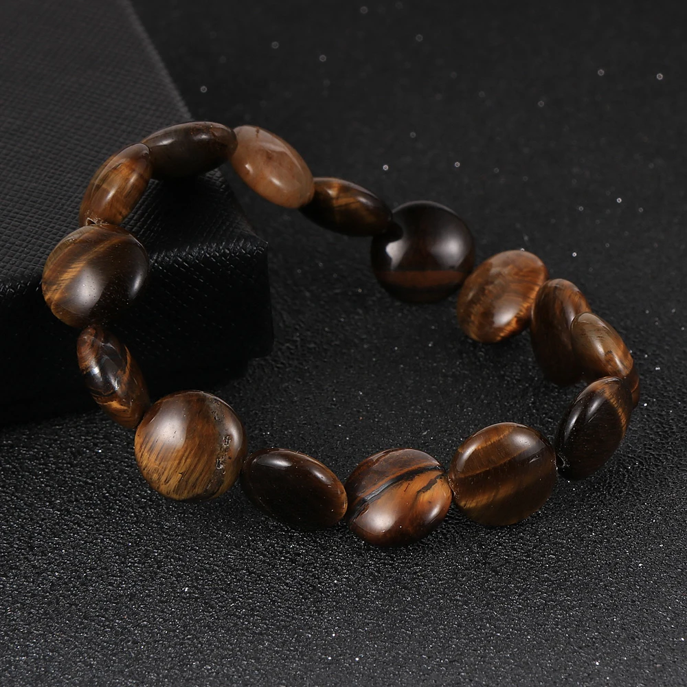 Женский индийский браслет из ониксовых бусин тигровый глаз с кристаллами